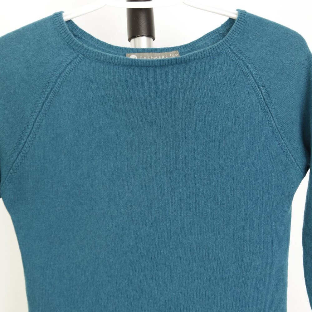 InCashmere 100% Cashmere Blue Boatneck 3/4 Sleeve Pullover Sweater Sz S - Picture 3 of 12